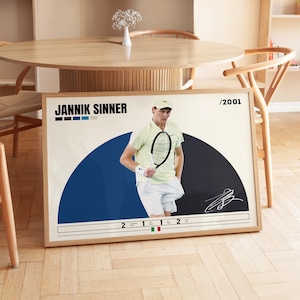 Jannik Sinner Poster, Tennis Player Poster, Tennis Gifts, Sports Poster, Tennis Wall Art, Sports Bedroom Posters