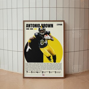 Poster di Antonio Brown, poster NFL, stampa di football americano, poster di football americano, arte murale NFL, poster sportivi per camera da letto, poster sportivi digitali