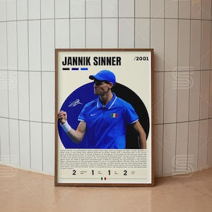 Jannik Sinner Poster, Tennis Player Poster, Tennis Gifts, Sports Poster, Tennis Wall Art, Sports Bedroom Posters
