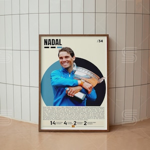 Rafael Nadal Poster, Tennis Player Poster, Tennis Gifts, Sports Poster, Tennis Wall Art, Sports Bedroom Posters