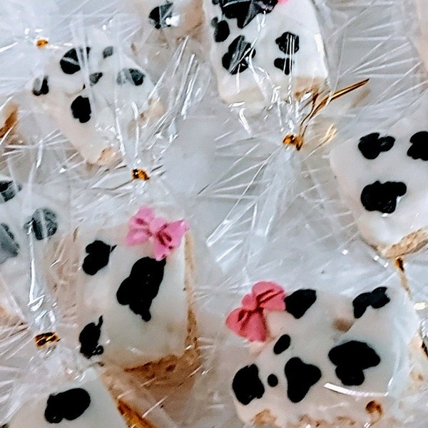 Cow Print Chocolate Covered Rice Krispies