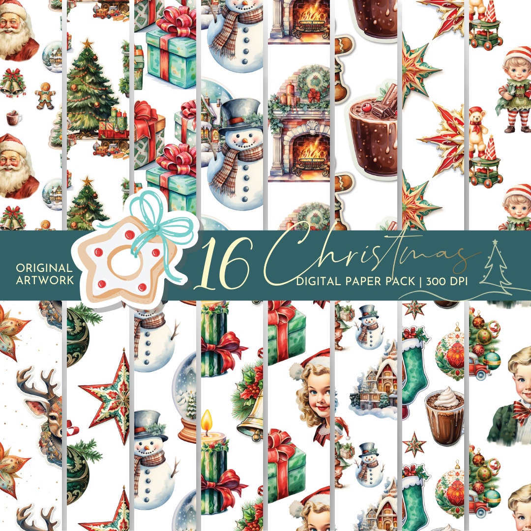 Christmas Stickers Deluxe Set of 8 Old Fashioned Postcard 