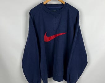Sudadera Nike vintage azul marino con el logo grande de los años 90