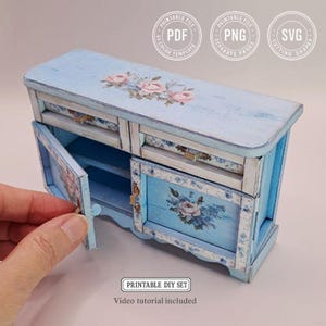 Printable Paper Dresser Template – DIY Miniature Furniture for Dollhouse & Crafts
