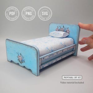 Printable Miniature Bed Template – DIY Paper Furniture for Dollhouses, Crafts & Collectors