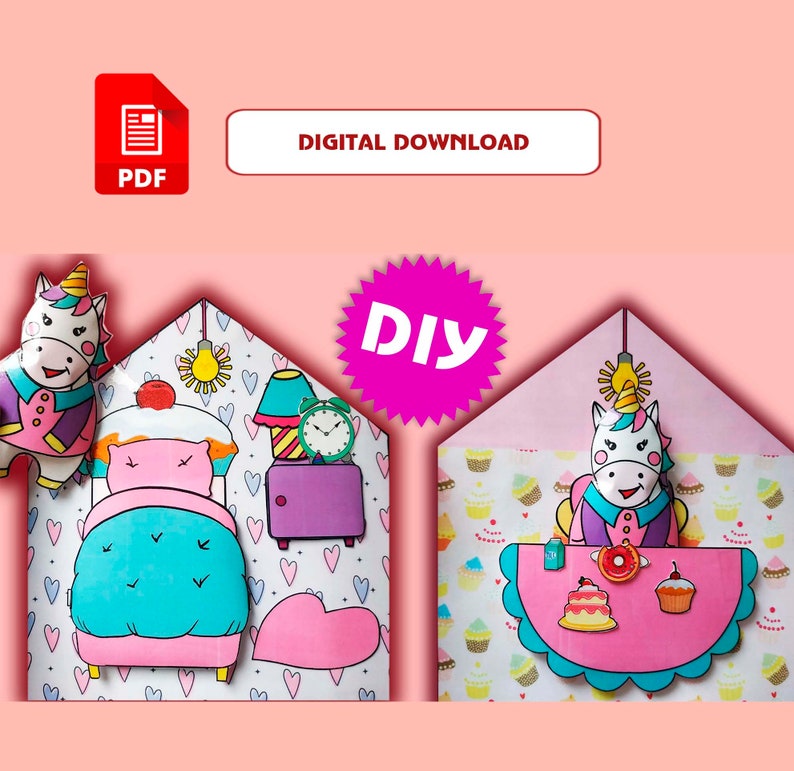 Paper Soft Unicorn. Paper Unicorn House. Quiet Book. Cut Out Paper ...