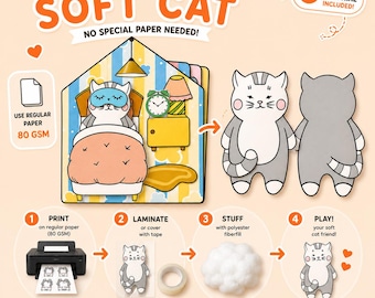 DIY Paper Cat House Quiet Book, Printable Craft Kit Activity, Instant Download PDF File