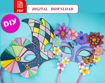 Printable template DIY. Paper Masks. Masks for decoration.
