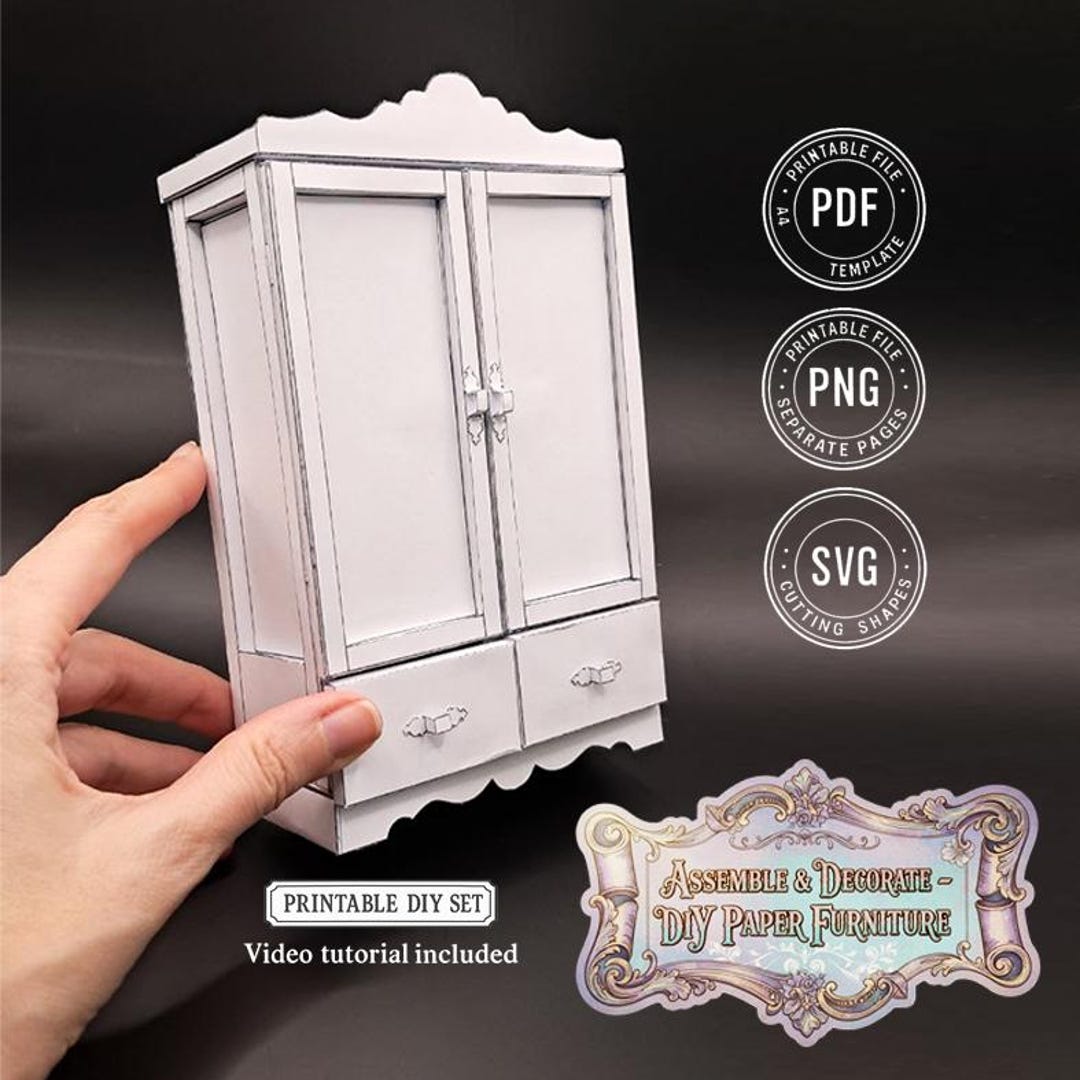 DIY Paper Wardrobe for Painting – 3D Paper Furniture Template, Assemble ...