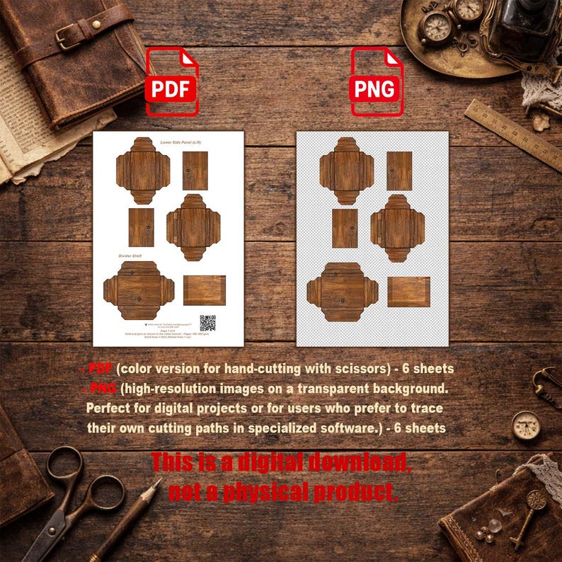Printable Papercraft Miniature Cabinet – High Detail Library Hutch With ...
