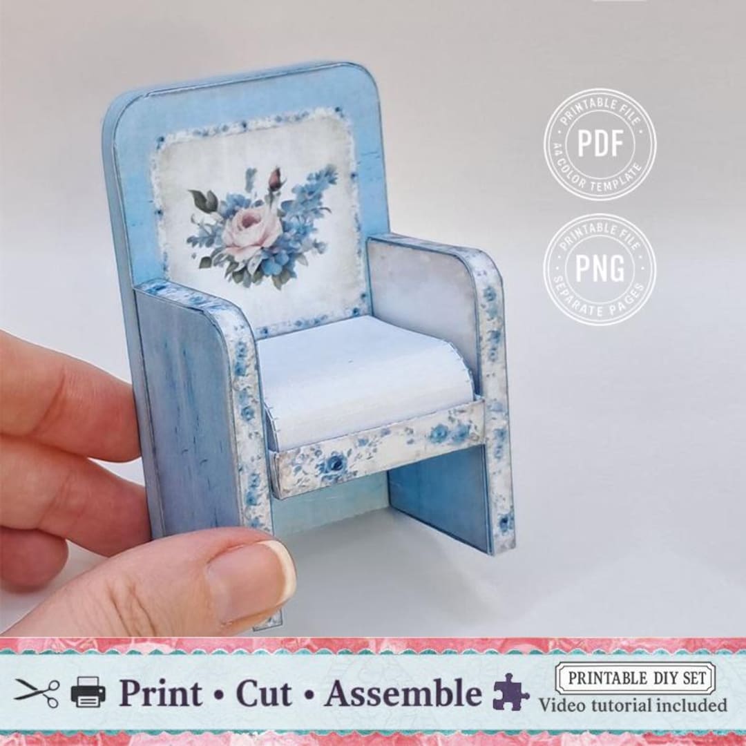 Mini Chair PDF Pattern, Dollhouse Furniture Template, 3D Paper Craft ...