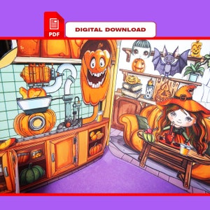 Zucca di carta. Modello fai da te. Libro tranquillo. Halloween.