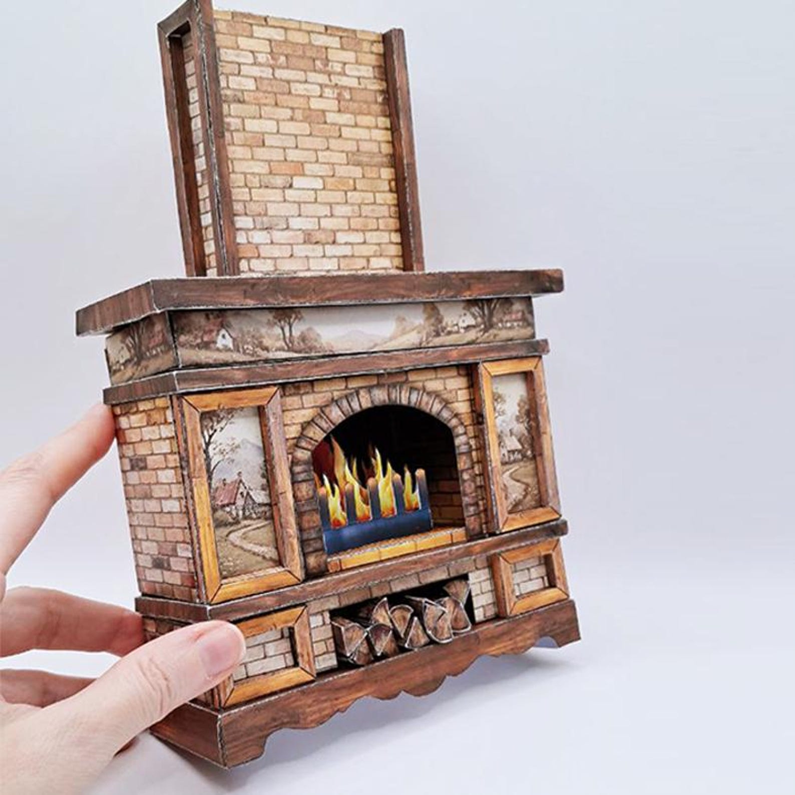 DIY Paper Fireplace 3D Printable Templates for Crafting a Decorative