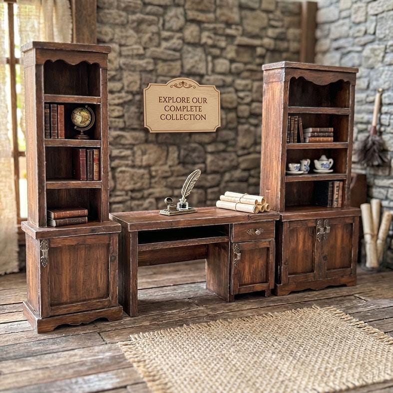Printable Papercraft Miniature Cabinet – High Detail Library Hutch With ...