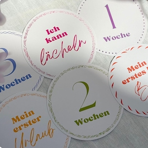 Cartes Stella & Soul Baby Milestone - 35 cartes rondes pour la première année de bébé dans un sac en lin au design moderne
