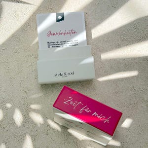 Stella & Soul Zeit für Mich Kartenset mit 52 Me-Time Ideen. Inspirierende Solo-Dates für mehr Selbstliebe und Momente der Selbstfürsorge.