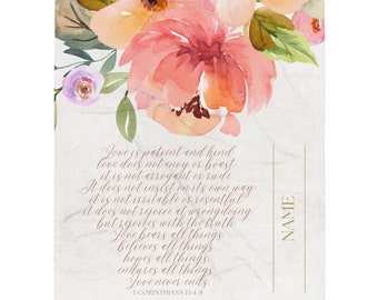 Personalized Bridesmaid Peony Throw Blanket, Love is Patient bible verse with bundle options