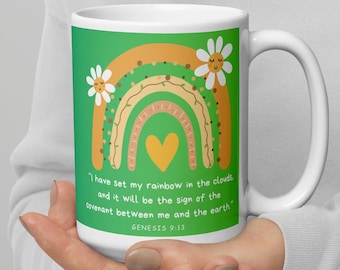 Genesis 9:13 Rainbow Mug - Christian Coffee Cup (15oz)