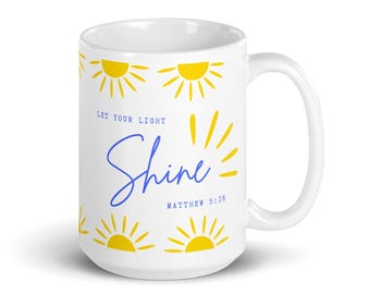 Matthew 5:16 Coffee Mug - Let Your Light Shine - 15oz Glossy White