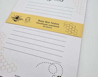 Bee A5 Notepad - Floral Stationery, Nature Lover Gift