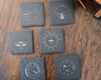 Aviation Instrument Slate Coaster Set