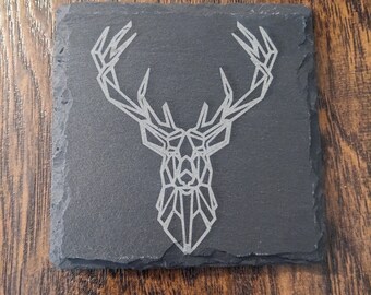 Geometric Deer Slate Coaster