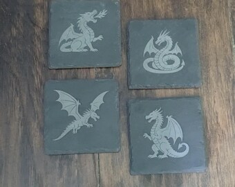 Dragon Slate Coaster Set