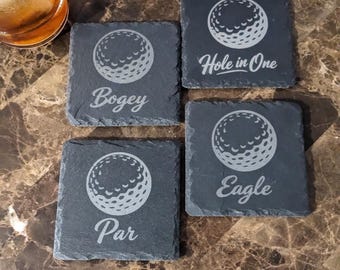 Golf Slate Coaster Set