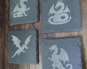 Dragon Slate Coaster Set