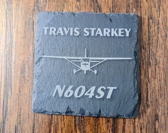 Personalized Airplane Slate Coaster