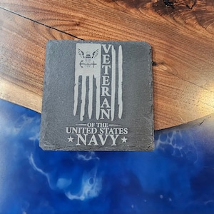 Navy Veteran Slate Coaster