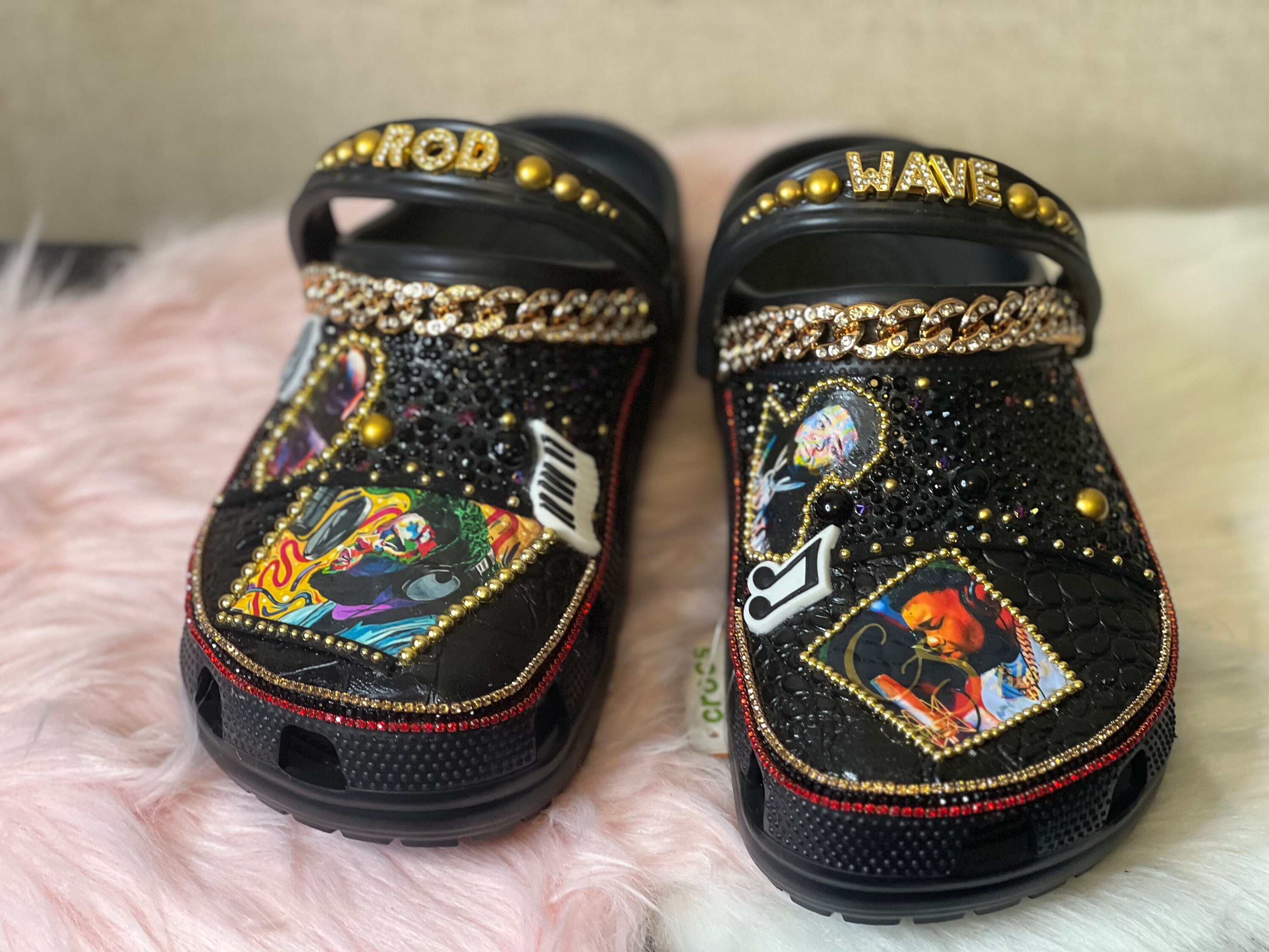 WHITE CUSTOM BLING CROCS – Hems and Hers