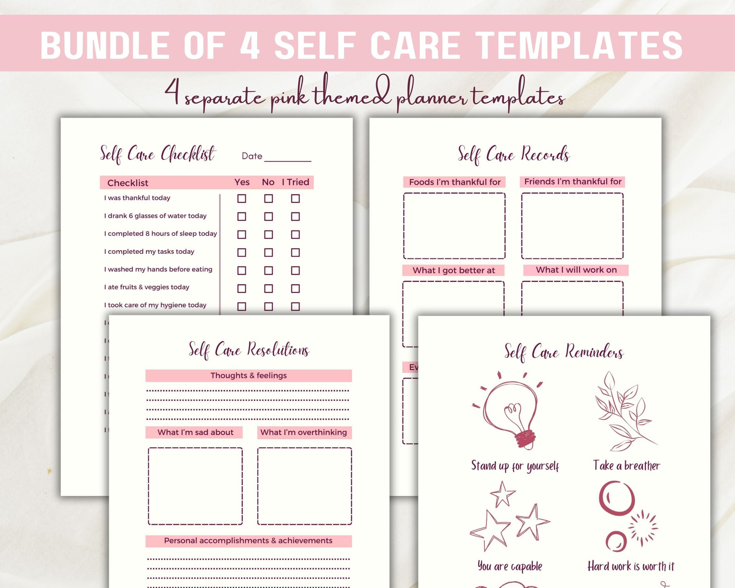 Self Care Daily Checklist & Planner, Self Care Digital Tracker and ...