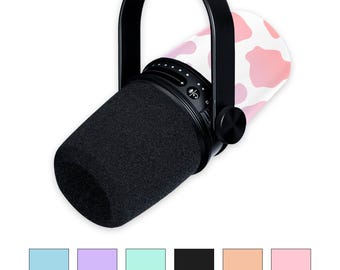 Calcomanía para micrófono Shure MV7 con estampado de vaca "Moo Moo" / Funda personalizada para micrófono con bonito estampado de vaca