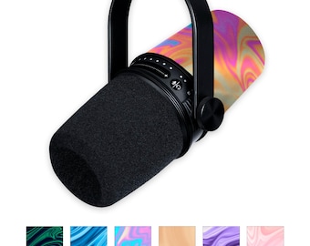 Liquid Marble Shure MV7 Microphone Skin Wrap Decal Sticker | Custom Microphone Cover Color & Metallic Marbling Style