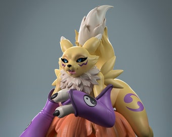 Renamon su una zucca | Volpe pelosa femminile | Ehi peloso | Stampato in 3D | Kit garage | di AnyNSFW