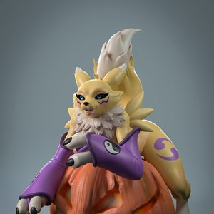 Renamon on a Pumpkin | Female Furry Fox | Furry yiff | 3D printed | Garage Kit | by AnyoneNSFW