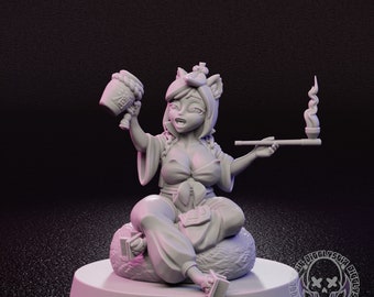 Drunken Tanuki | Female Fantasy Figure | 3D printed | GarageKit | by JigglyStix