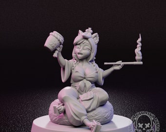 Drunken Tanuki | Female Fantasy Figure | 3D printed | Garage Kit | by JigglyStix