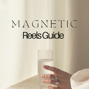 May include: A hand wearing gold rings holds a clear glass of water. The text "MAGNETIC Reels Guide" and "@faceless earningsofficial" are visible in the image.