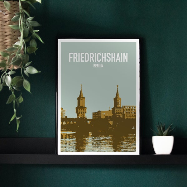 Berlin Poster | Friedrichshain Oberbaumbrücke (Premium-Matte), Vintage Home Wall Art Poster, Perfect Gift