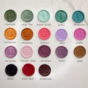 Pegatinas de sello de cera con logotipo personalizado, 57 estilos de logotipo, 38 colores, pegatinas de sello de cera hechas a mano, sellos de cera para bodas, sellos de cera con monograma