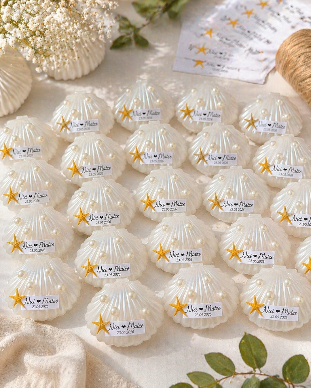 Shell Favour Sea Shell Candle Wedding Favor, Personalized Shell Candle, Beach ...