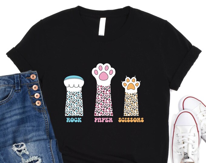 Rock Paper Scissors Shirt, Funny Cat Paw Shirt, Cat lover, Unisex Crewneck Shirt for Cat Lover,Cat Owner Shirt, Cat Paws Shirt,Birthday gift