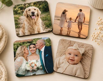 Personalised Photo Coasters | Custom Picture Coaster Set | Photograph Gift