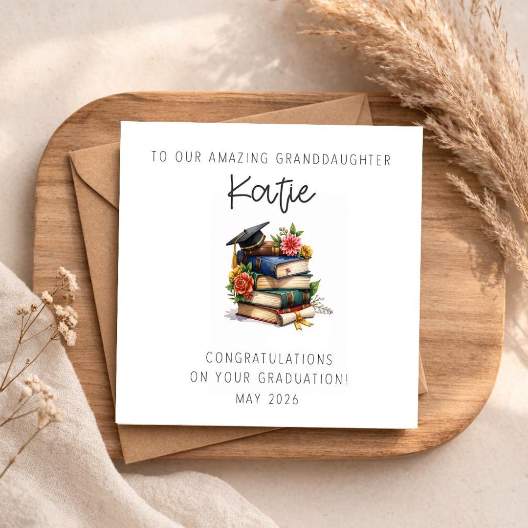 Personalised Graduation Card for Granddaughter | Custom Name & Date ...