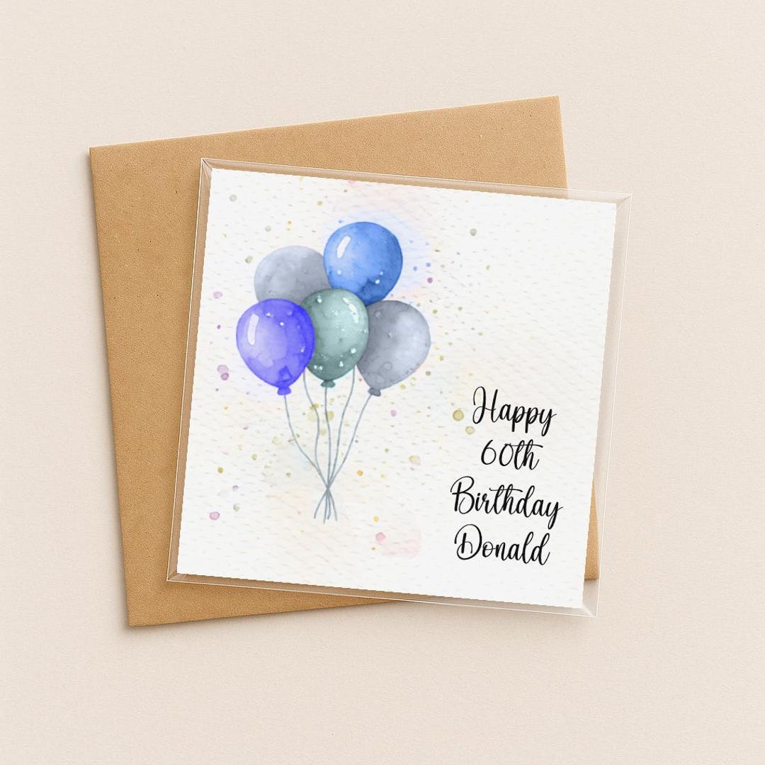 Personalised 60th Birthday Card With Balloons | Custom Name Milestone ...