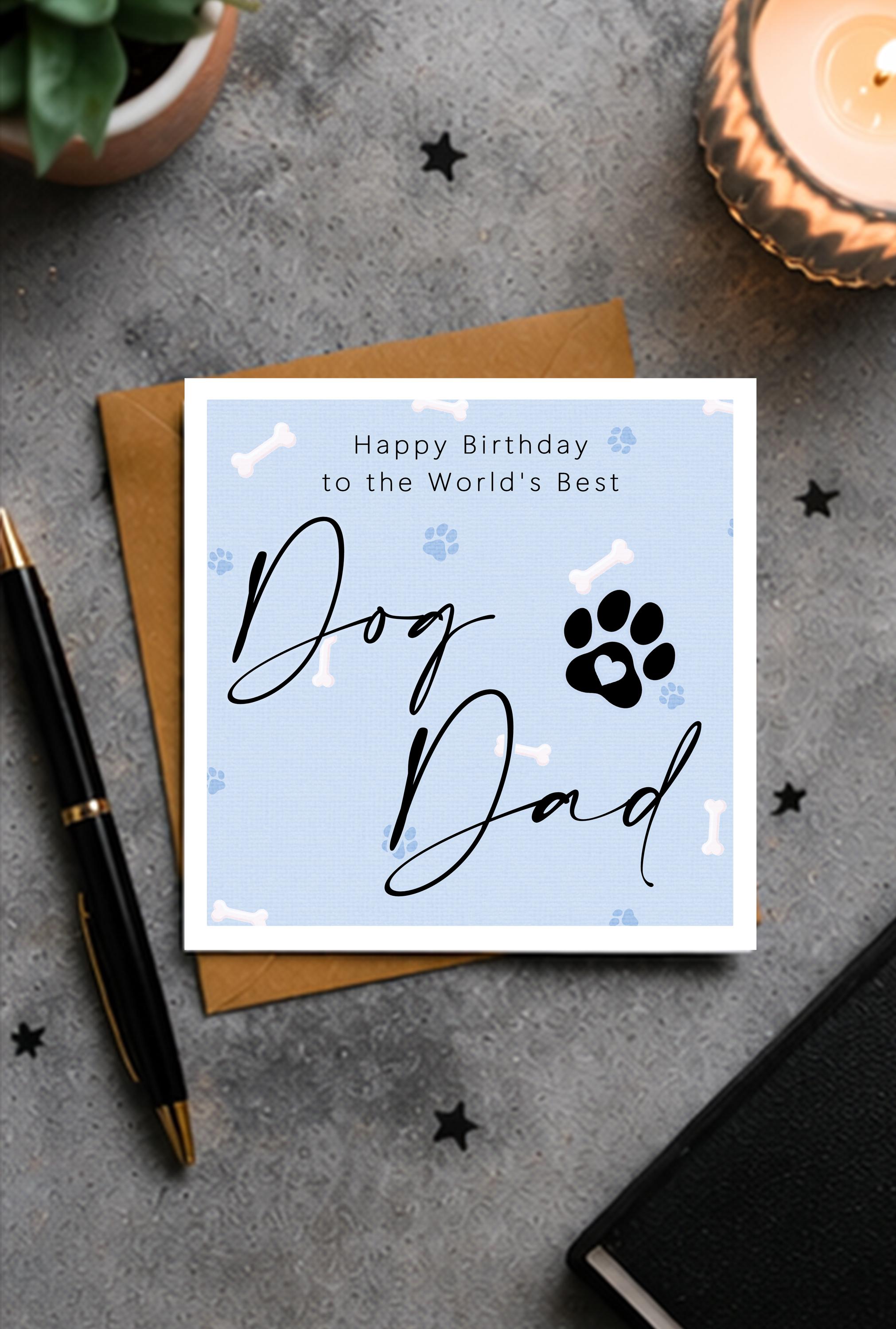 Dog Dad Birthday Card | Pet Owner Gift | Custom From the Dog Paw Print ...