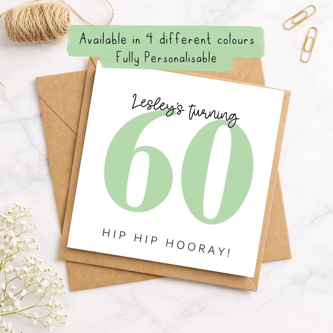 Personalised 60th Birthday Card | Custom Name 60 | Minimalist Milestone ...