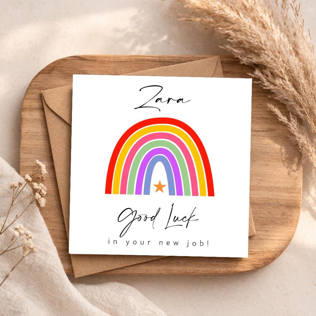 Personalised New Job Card | Good Luck | Rainbow Congratulations or ...